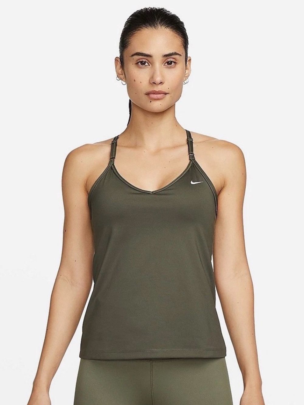 Nike Training Dri-FIT Indy Bra Tank in Olive Green Size Large